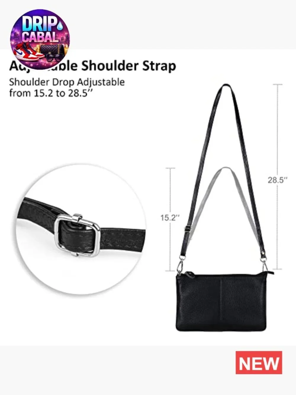 Genuine Leather Wristlet Crossbody Bag with RFID Blocking